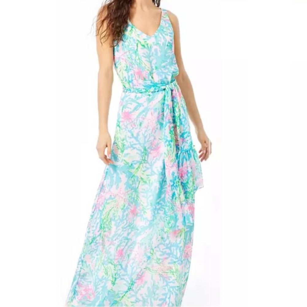 NWT-Lilly Pulitzer Lani Maxi Dress in Coral Bay. Sz S